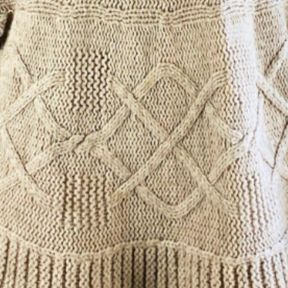 NWOT Luxury Italy Cocogio Taupe Cable Knit Cowl Neck Pullover Poncho Sweater - Picture 8 of 9